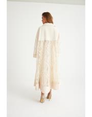 dantel abaya takım krem 4