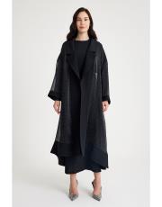 taş detaylı transparan abaya takım   siyah 2