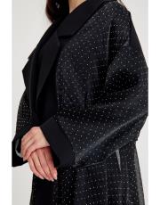 taş detaylı transparan abaya takım   siyah 5