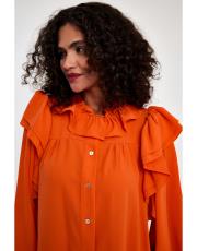 omuzları fırfırılı takım turuncu