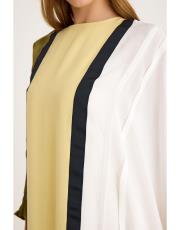 renkli ipek abaya yeşil-bej 2