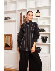 koton biye detay gömlek siyah