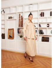 çıtçıtlı deri takım taş rengi 4