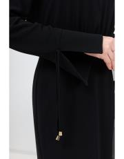 volan detaylı krep elbise siyah 3