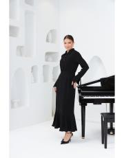 volan detaylı krep elbise siyah 4