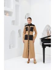 kanvas cepli elbise siyah camel 3