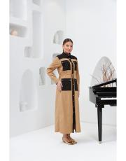 kanvas cepli elbise siyah camel 4