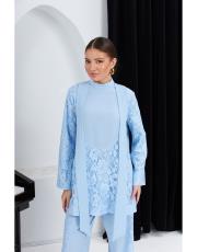 dantelli takım bebe mavi