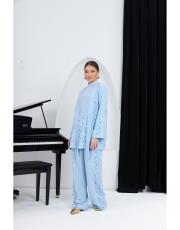 dantelli takım bebe mavi 4