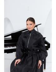 organze çiçekli takım siyah