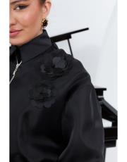 organze çiçekli takım siyah 2