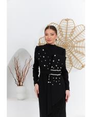 önü fiyonk detaylı abiye siyah