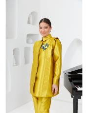 çiçek detaylı ziberlin takım yağ yeşili