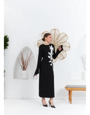 zarif çiçekli elbise siyah 4