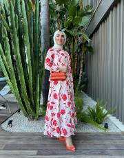 çiçekli elbise kırmızı