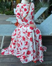 çiçekli elbise kırmızı 2
