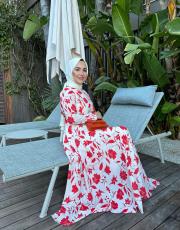 çiçekli elbise kırmızı 3