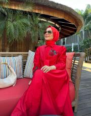 belden bağlamalı elbise kırmızı 2