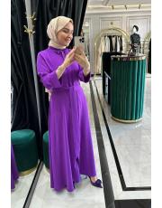 krep gömlek elbise mor