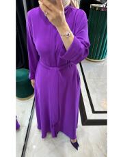 krep gömlek elbise mor 2