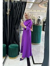 krep gömlek elbise mor 3