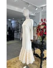 etek ucu güllü elbise ekru 3