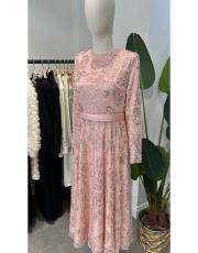 boncuklu kloş abiye pembe 2