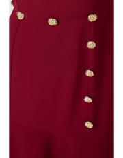 gold düğmeli volanlı elbise bordo 5