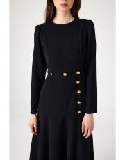 gold düğmeli volanlı elbise siyah 4