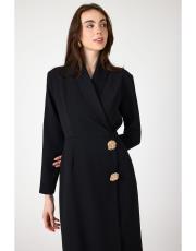 ceket yaka elbise  siyah