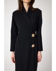 ceket yaka elbise  siyah 2