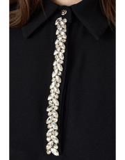 yakası taşlı elbise siyah 5