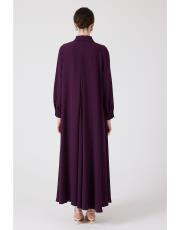 yakası taşlı elbise koyu mor 7