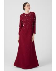 taşlı krep abiye  bordo 2