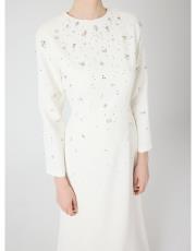 taşlı krep abiye  ekru 4