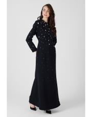 taşlı krep abiye  siyah 2