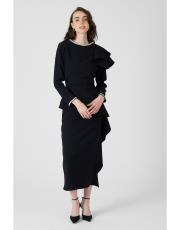 yakası taşlı fırfırlı takım  siyah 2