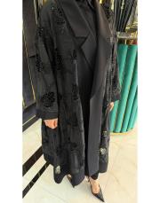 yaprak abaya takım siyah 3