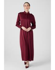 apoletli elbise bordo 2