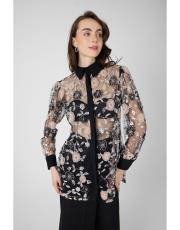 gizemli tül gömlek siyah