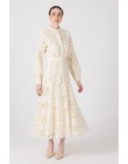 çiçekli dantel takım bej 2