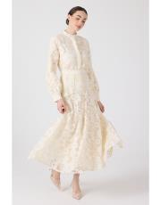 çiçekli dantel takım bej 3