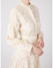 çiçekli dantel takım bej 4