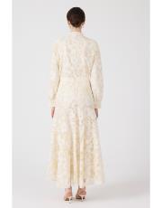 çiçekli dantel takım bej 5