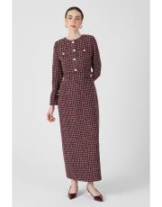 kareli tüvit elbise bordo 2