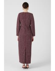 kareli tüvit elbise bordo 5