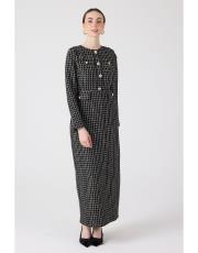 kareli tüvit elbise siyah 2