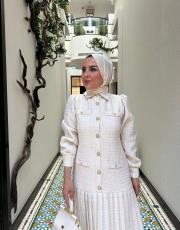 piliseli tüvit elbise ekru