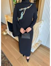 zümrüt çiçek abiye siyah 4