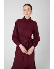 volanlı elbise bordo